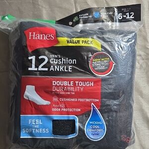 Hanes Men's Cushion Ankle Socks - Black Value Pack